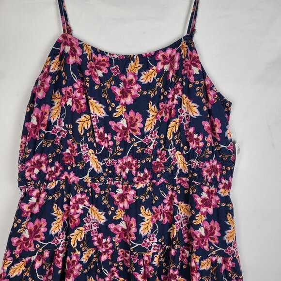 Old Navy Dark Floral Dress Women's 2XL Pink Black Fairy Sleeveless Whimsigoth - Picture 5 of 12